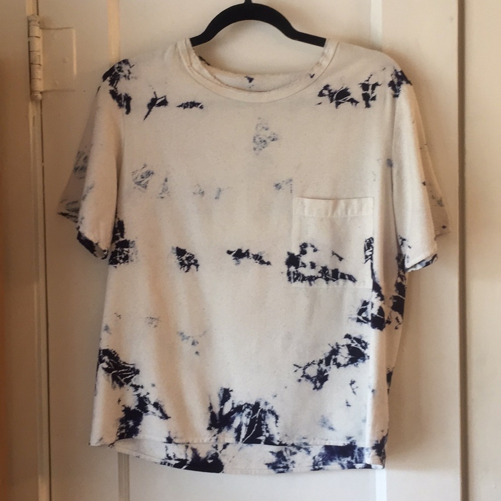 Raquel Allegra Tie-dye raw silk blouse.